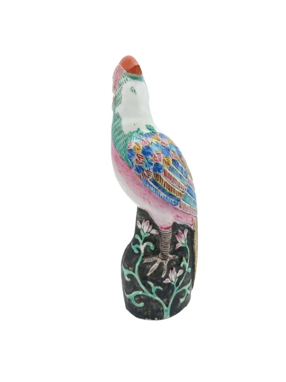 Antique Chinese Phoenix Bird Figurine Famille Rose Porcelain China Mark 8
